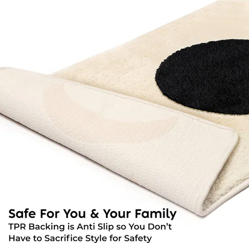 Miniatura 5 de Alfombra de baño Half Moon de 52.5 x 20.5 pulgadas, antideslizante, absorbente de agua, con diseño bohemio de brujería de fase lunar, color negro
