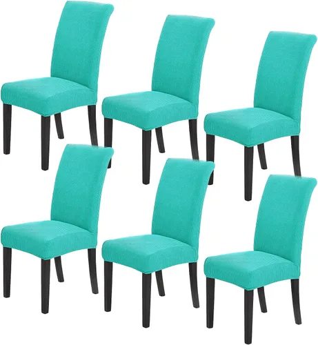 Miniatura 66 de Juego de 6 fundas elásticas para sillas de comedor, fundas para sillas de comedor lavables y removibles, fundas para sillas de comedor protectoras