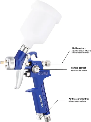 Miniatura 4 de ENDOZER Mini pistolas pulverizadoras HVLP de uso general para automóviles, pulverizador de pintura para detalles con boquilla de 1.0 mm, reparación