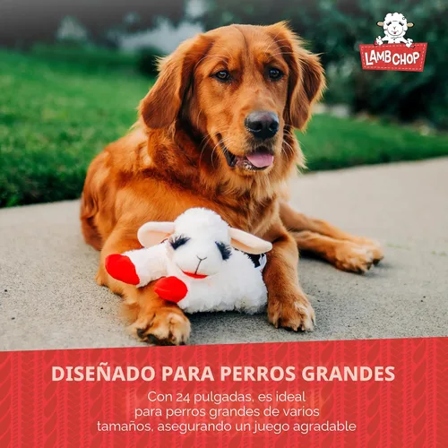 Miniatura 7 de Multipet Licenciado oficialmente Lamb Chop Jumbo White Pelush Dog Toy, 24 pulgadas