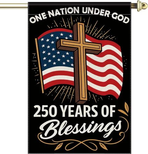 Miniatura 10 de Blessings 250 Years America Garden Flag, 250 Anniversary USA Flag America Patriotic Banner 250 Year One Nation Under God 4th of July - Bandera