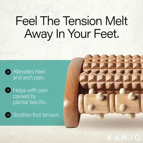Miniatura 2 de Kanjo Acupressure Foot Pain Relief Multi-Roller – Rodillo de madera de doble pie – Alivia la fascitis plantar, el dolor de talón y arco – Promueve