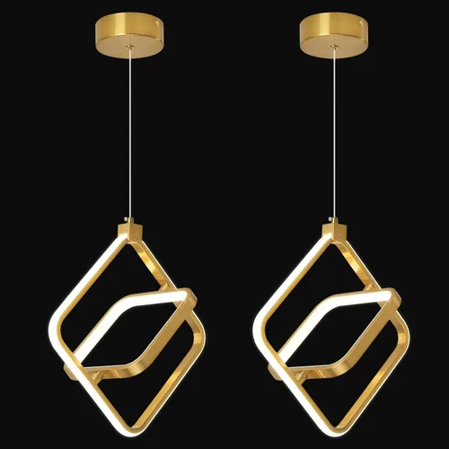 Miniatura 29 de Lámpara LED moderna con anillo dorado, lámpara colgante de 4000 K, regulable en altura ajustable, iluminación colgante para comedor, cocina, isla