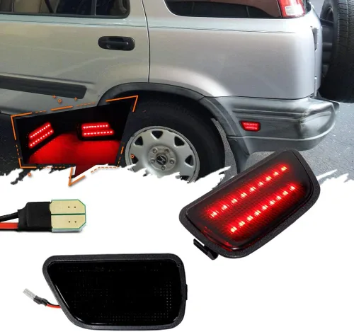 2x Luces LED Rojas Ahumadas Marcadoras Laterales de Parachoques Trasero y Guardabarros Para Honda CR-V 1997-2001 Lente de humo LED rojo