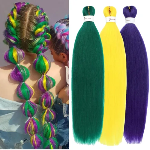 Miniatura 53 de Cabello trenzado preestirado, cabello trenzado degradado de 24 pulgadas, 6 paquetes de ajuste de agua caliente, cabello sintético Yaki profesional