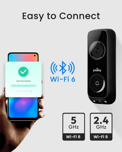 Miniatura 9 de youkey Timbre inalámbrico sin suscripción, timbre de video de doble cámara 2K con timbre, ver visitante y paquete a la vez, WiFi 5G, almacenamiento