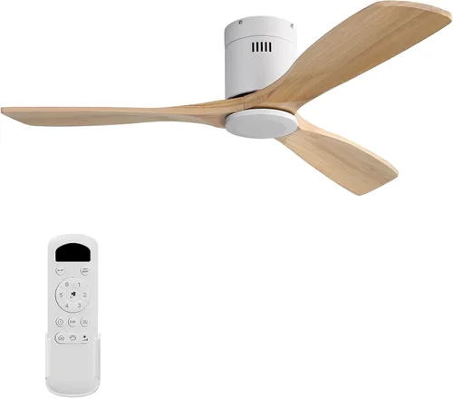 Miniatura 13 de Sofucor - Ventilador de techo de 52 pulgadas sin luces, moderno, de madera maciza, con control remoto, 5000 CFM de alto flujo de aire, motor CC