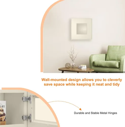 Miniatura 5 de LOVMOR Armarios de pared, botiquines con puertas de cierre suave, muebles decorativos para salas de estar, dormitorios, cocinas, lavaderos