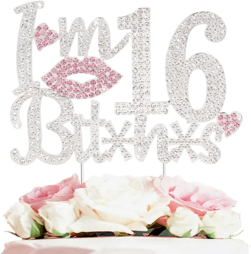 Miniatura 29 de ¡Soy el topper de pastel de cumpleaños número 15 divertido en oro y rosa con strass - ¡Feliz cumpleaños número 15, saludos a los quince años!