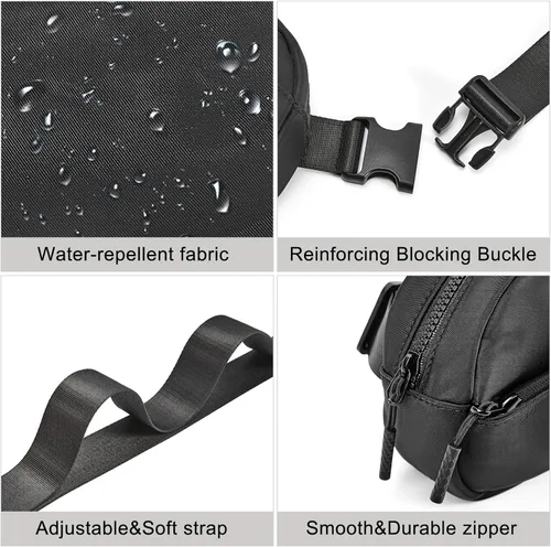 Miniatura 101 de WESTBRONCO Riñoneras para mujeres y hombres, bolsa para cinturón con bolsillos con cremallera, riñoneras modernas, bolsas cruzadas ligeras de 1