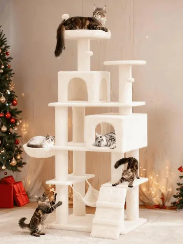 Miniatura 7 de YITAHOME Árbol para gatos de varios niveles de 44 pulgadas para gatitos de interior, muebles para gatos con postes para rascar, perca de felpa