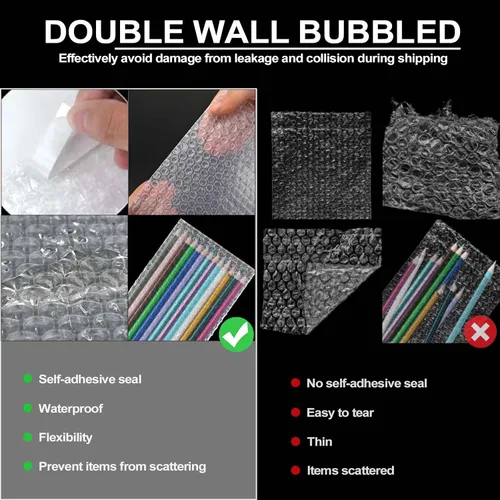 Miniatura 4 de 300 bolsas transparentes autoadhesivas con cojín de burbujas, bolsas a granel, bolsa de burbujas de doble pared, bolsa de plástico a prueba