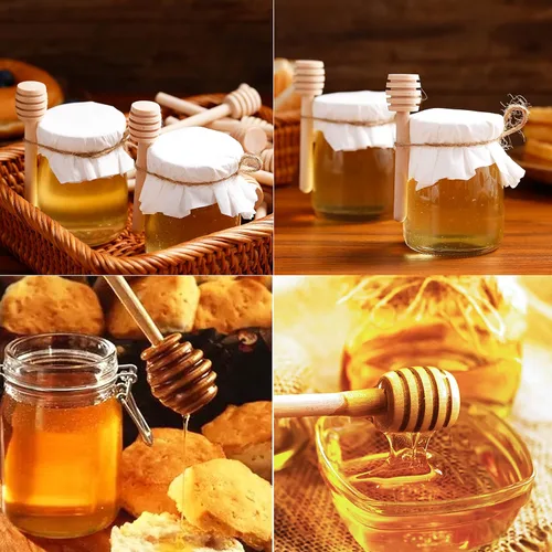 Miniatura 2 de 48 palitos de miel, mini palito de panal de madera de 3 pulgadas, cucharas de miel pequeñas agitador para tarro de miel, dispensar miel y regalos