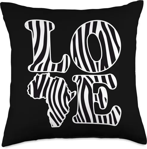 Miniatura 4 de Love Africa Map With Zebra Skin Pattern African Safari Throw Pillow