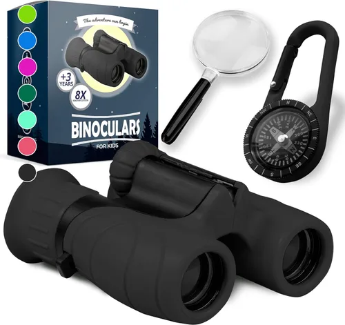 Miniatura 11 de Binoculares para niños – Juguete perfecto para niños pequeños y niñas – Juego extenso que incluye lupa y brújula – Potente aumento 8 x 21 – niños