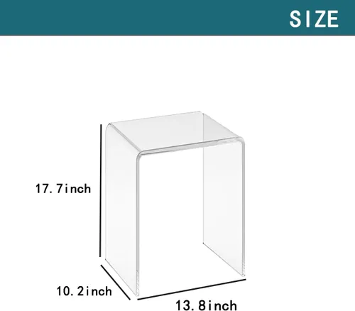 Miniatura 2 de Taburete pequeño de acrílico de 17.7 pulgadas de alto para adultos, banco de ducha de acrílico, asiento para baño, ducha, 10.2 pulgadas