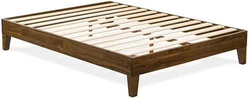 Miniatura 4 de East West Furniture NVP-22-F Marco de cama de tamaño matrimonial con 4 patas de madera dura y 2 patas centrales adicionales, acabado de nogal