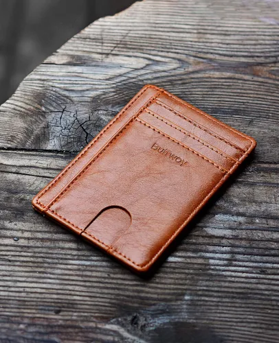 Miniatura 4 de Buffway - Billetera delgada minimalista de cuero con protección RFID para hombre y mujer