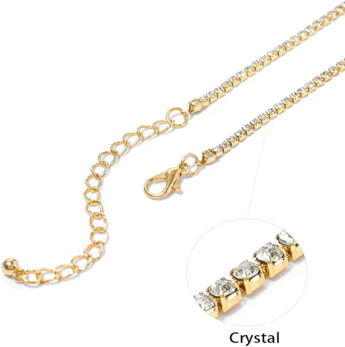 Miniatura 6 de Zeelina Pulsera de gargantilla de diamantes de imitación con cadena de clip de perlas doradas apilable ajustable conjunto de joyería de moda