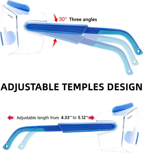 Miniatura 4 de UKNOW Gafas de Seguridad Sobre Lentes, Gafas de Seguridad Antiempañamiento con Lente Envolvente Transparente, Gafas Protectoras ANSI Z87.1 Azul