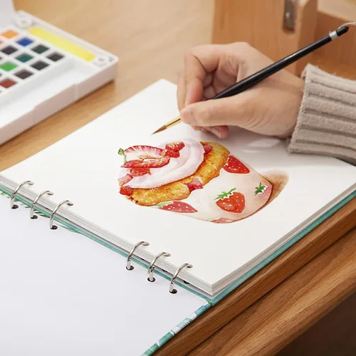Miniatura 5 de Cuaderno de bocetos de acuarela – Cuaderno de bocetos de papel de acuarela prensa en frío 7.7 x 7.7 pulgadas, 20 hojas, papel pesado de 140