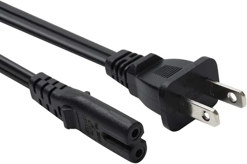 Miniatura 4 de VSEER Cable de alimentación de repuesto universal SPT2 18AWG no polarizado con certificación UL de 2 ranuras (NEMA 1-15P a IEC C7), color negro