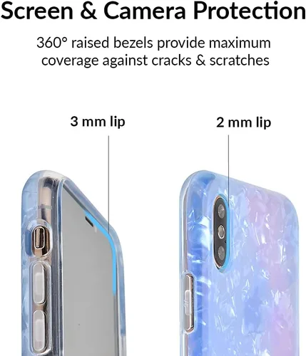 Miniatura 3 de VELVET CAVIAR Funda brillante iridiscente para iPhone Xs Max, funda protectora estética para mujer (cuarzo ópalo azul)
