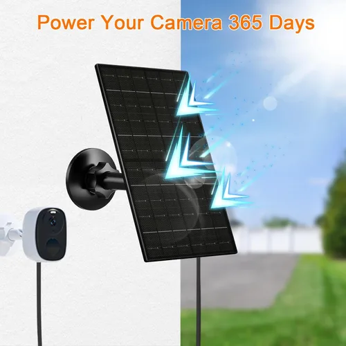 Miniatura 6 de FUTUREZEN Panel solar de 6 W para cámara de seguridad al aire libre, cargador solar USB/USB-C de 5 V compatible con cámaras de batería recargable
