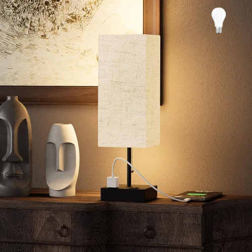 Miniatura 12 de Lámpara de mesa YIDPU para dormitorio, lámpara de mesita de noche para cabecera con tomas de corriente AC, lámpara de escritorio LED ajustable de 3