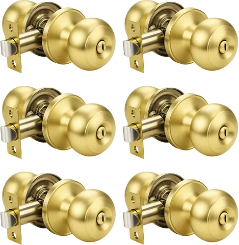 Miniatura 15 de KNOBWELL Pomos de puerta de privacidad, pomo de puerta de cama y baño con cerradura, pomos de puerta de bronce aceitado interior, pomo de puerta