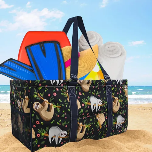 Miniatura 379 de NGIL Bolsa de comestibles reutilizable extra grande plegable de gran tamaño para comestibles, almacenamiento, picnic, playa, Bronco-negro occidental