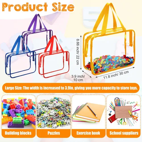 Miniatura 2 de 12 bolsas grandes de almacenamiento de juguetes con cremallera, bolsas de almacenamiento transparentes de PVC, impermeables, organizador de juguetes