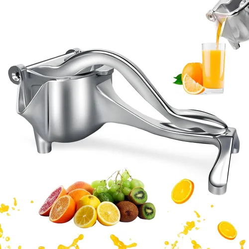 Miniatura 10 de Exprimidor manual de mano de metal de acero inoxidable, jugo extractor de prensa fría a mano para frutas suaves jugosas como limas, limones