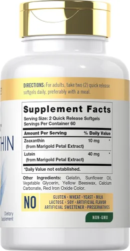 Miniatura 2 de Carlyle Zeaxantina 10 mg 120 cápsulas blandas Apoyo para la salud ocular con luteína Suplemento sin OMG, sin gluten