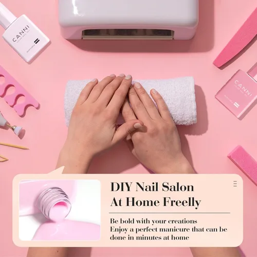 Miniatura 5 de CANNI Juego de esmaltes de uñas en gel sin hema de 9ml - Kit de manicura de gel para uñas rosa claro de 6 piezas, esmalte LED de remojo fácil