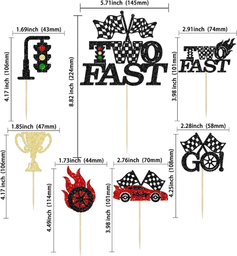 Miniatura 2 de Gyufise 25Pcs Dos Decoraciones Rápidas de Tarta, Decoraciones de Tarta de Coche de Carreras, Decoraciones de Magdalenas con Tema de Carreras