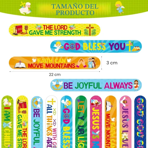 Miniatura 2 de Frienda Paquete de 60 regalos cristianos a granel, pulseras religiosas con pasadores de botón, pulseras con versículo de la Biblia Jesús te ama