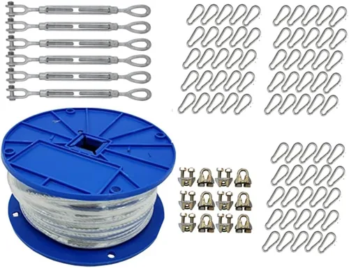Miniatura 3 de Jones Sports Kit de cables X-Heavy Duty para interiores y exteriores, para béisbol y sóftbol, jaula de bateo, red con tensores de 1/2 pulgada