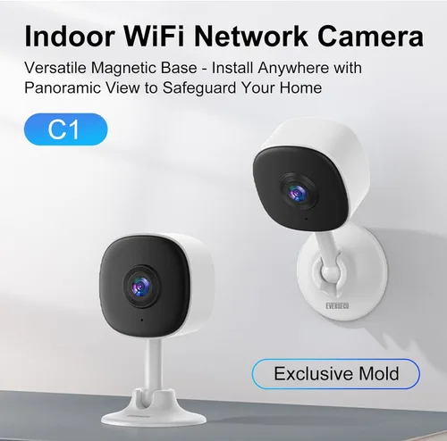 Miniatura 2 de EVERSECU Cámara de seguridad magnética 2K para el hogar, visión nocturna, cámara compacta para mascotas con aplicación de teléfono, detección
