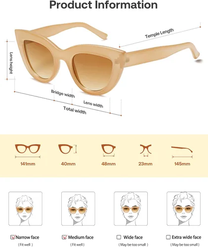 Miniatura 27 de SOJOS Retro Small Vintage Cat Eye Sunglasses for Women Cute Fashion UV400 Sunnies SJ2939