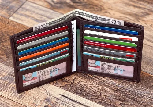 Miniatura 3 de Bullz RFID Bloqueo Cuero Estilo Europeo Grande Hipster Bifold Hombres Billetera Marrón, Marrón, Cartera Rfid