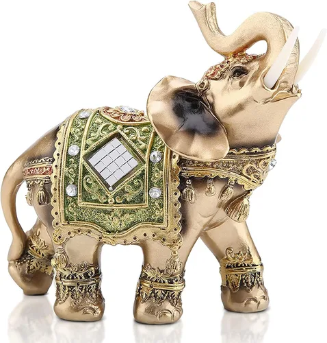 Miniatura 10 de Estatua de elefante de la suerte para decoración del hogar, tienda y recepción, elefante tailandés de la buena suerte Feng Shui, tres tamaños