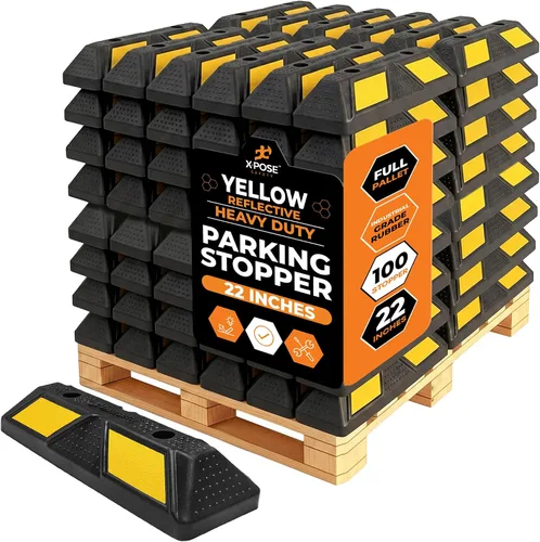 Miniatura 38 de Xpose Safety Tope de goma resistente de 22 pulgadas para estacionamiento, paquete de 2 bloques de ruedas para garaje, entrada o rampa, tope