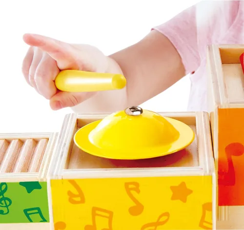 Miniatura 6 de Hape Juego de música apilable Caja musical colorida de 6 piezas, juego de madera para niños mayores de 18 meses