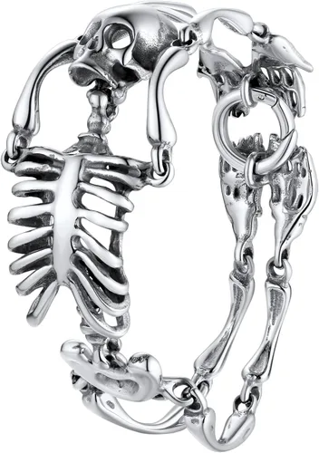 Miniatura 46 de U7 Pulseras góticas de calavera para hombres y mujeres, acero inoxidable, chapado en oro de 18 quilates, plata, negro, punk, esqueleto punk