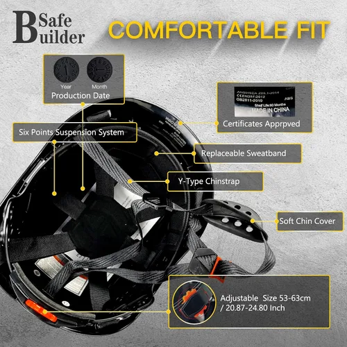 Miniatura 4 de SAFEBUILDER Casco de Seguridad Industrial con Visera Orejeras Casco Duro con Visera Cascos Duros Ventilados Trabajo de Construcción Protección