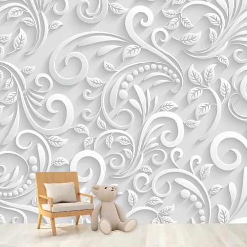 Miniatura 3 de NWT Calcomanía removible de pared/mural blanco pastel azul margarita, naturaleza, desierto, arte digital, arte moderno, decorativo, floral