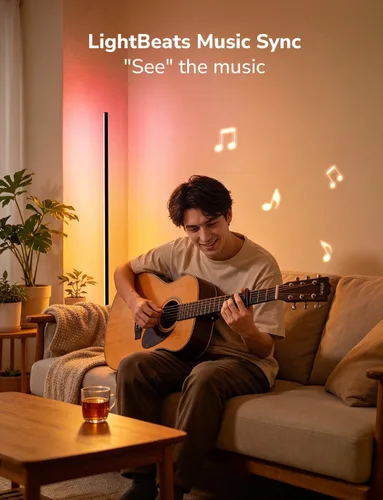 Miniatura 6 de Lepro OE1 Lámpara de pie de esquina AI, lámpara de esquina LED inteligente RGBICW con sincronización de música, habilitada para Alexa, diseñador