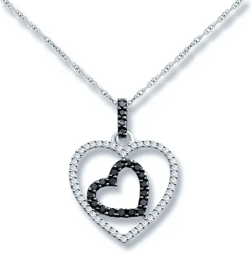 ALESSANDRA BETTINI Colgante de corazón de diamante blanco y negro de corte redondo de 0.20 quilates con cadena, colgante de corazón Dabule, collares