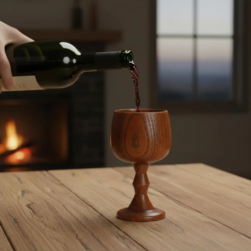 Miniatura 2 de I-MART Copa de cáliz de madera hecha a mano de 5 onzas de madera de azufaifo para copas de comunión, copa de cáliz de madera para iglesias, hogar